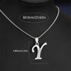 Silvery Alphabet Pendant Necklace (A-D) with Sparkling Stones - Stainless Steel Initial Necklace, Personalized Gift