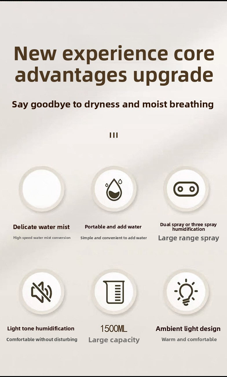 Mini USB Humidifier & Aromatherapy Diffuser — Quiet Portable Mist Sprayer, USB-Powered, Push Button, Compact for Home Bedroom Car