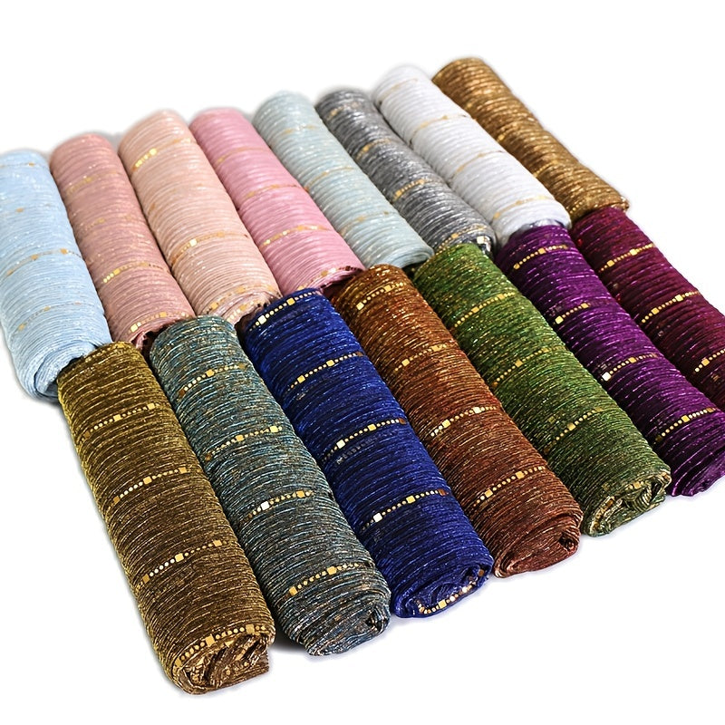 Women's Solid Color Metallic Scarf - Lightweight Breathable Shawl Wrap