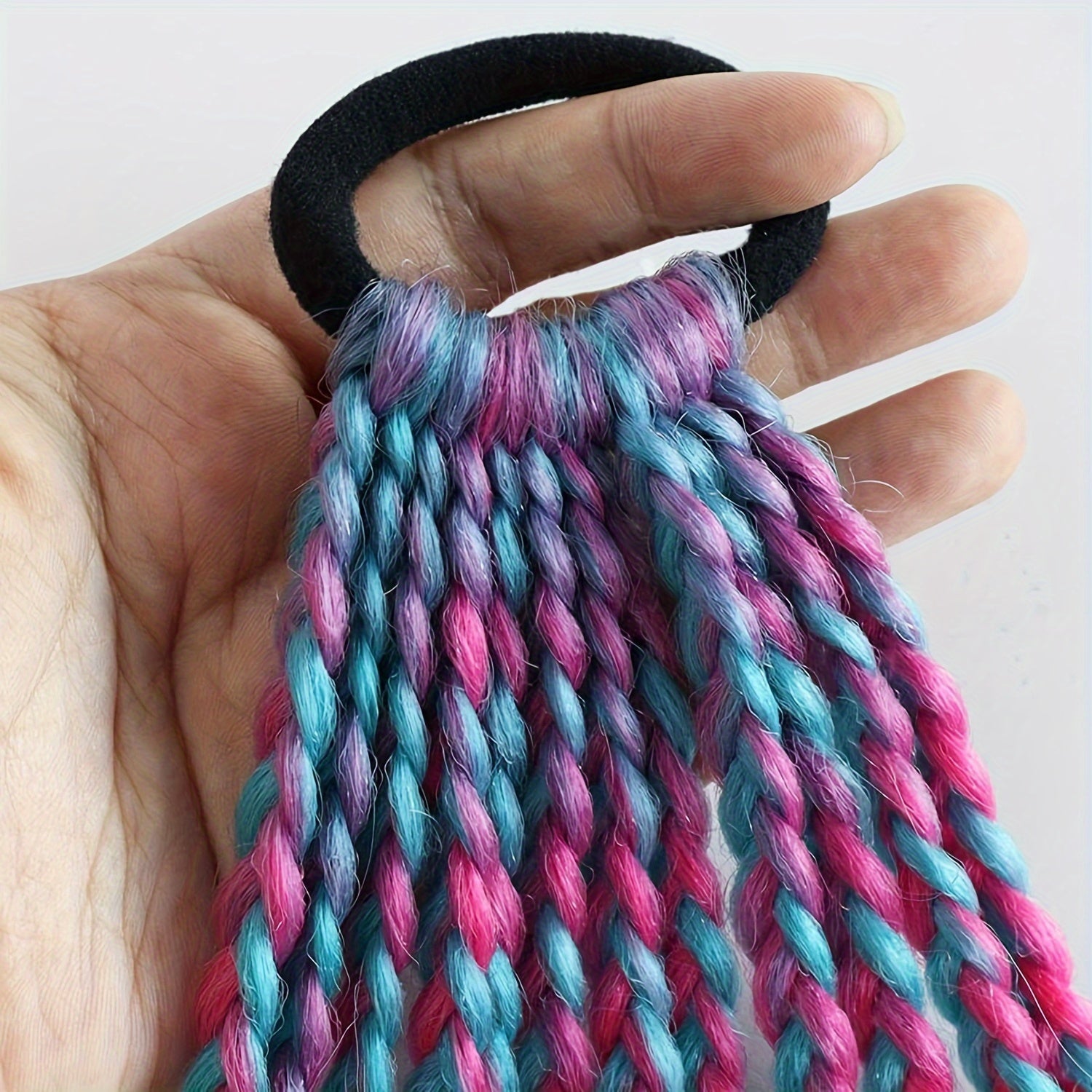 Set of 12 Clip-In Pastel Hair Extensions – Heat-Resistant Synthetic, No-Glue Easy Clips for Ponytails, Braids & Cosplay (Pink Blue Purple Teal)