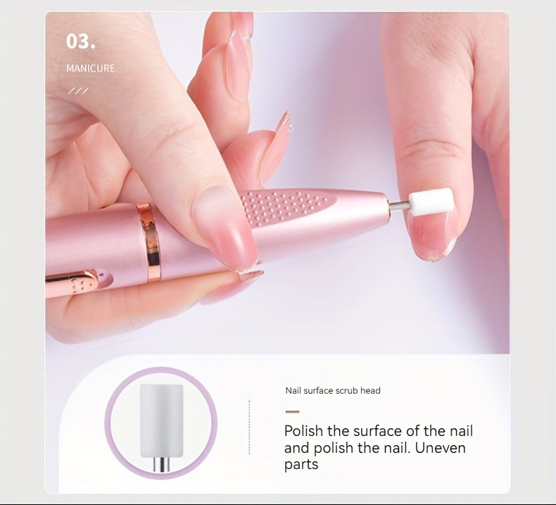 USB Rechargeable Nail Grinder – Cordless Portable Electric Manicure File for Thick Toenails, Nail Tech Tool (Light Beige)