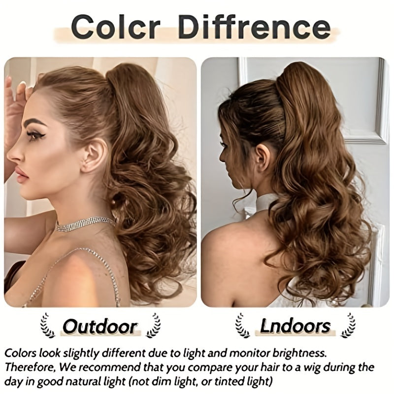 22-Inch (56 cm) Long Wavy Clip-In Ponytail Extension — Synthetic Claw Clip Hair Piece for Women