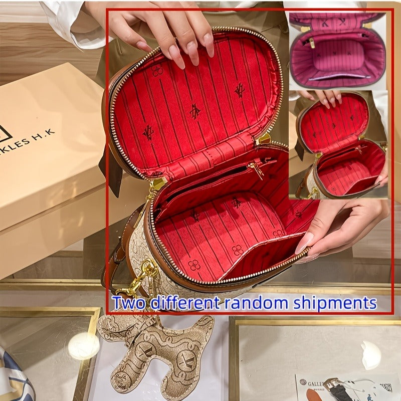 Women's Beige PVC Bucket Handbag with Gold-Tone Hardware, Detachable Chain Accent, Adjustable Crossbody Shoulder Strap, Zipper Tote Purse for Weddings & Parties