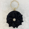 Red Floral Evening Clutch — Round Handheld Crossbody Bag with Gold Accents for Formal Events