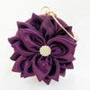 Red Floral Evening Clutch — Round Handheld Crossbody Bag with Gold Accents for Formal Events