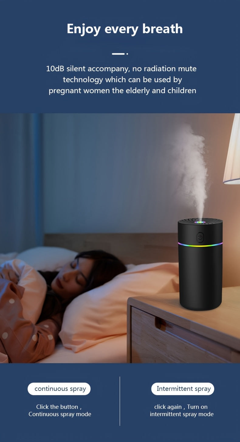 USB Mini Car Air Freshener & Humidifier, Essential Oil Aroma Diffuser with 7-Color LED for Cars, Home, Office, Travel (No Battery)