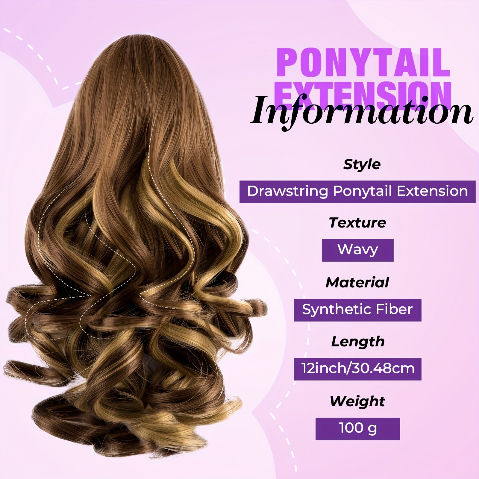 Curly Wavy Clip-In Ponytail – Clip-On Volumizing Hair Extension for Women – Heat-Resistant Fiber