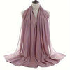 Windproof Chiffon Hijab Scarf - Lightweight Solid Color Shawl & Head Wrap for Women, Travel & Beach