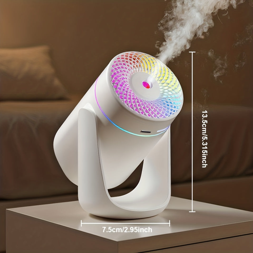 High-Capacity USB Mist Humidifier with LED Color Breathing Light & Essential Oil Diffuser — Desktop Aromatherapy for Office, Bedroom & Living Room