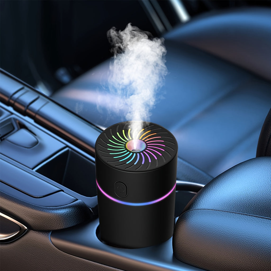 USB Mini Car Air Freshener & Humidifier, Essential Oil Aroma Diffuser with 7-Color LED for Cars, Home, Office, Travel (No Battery)