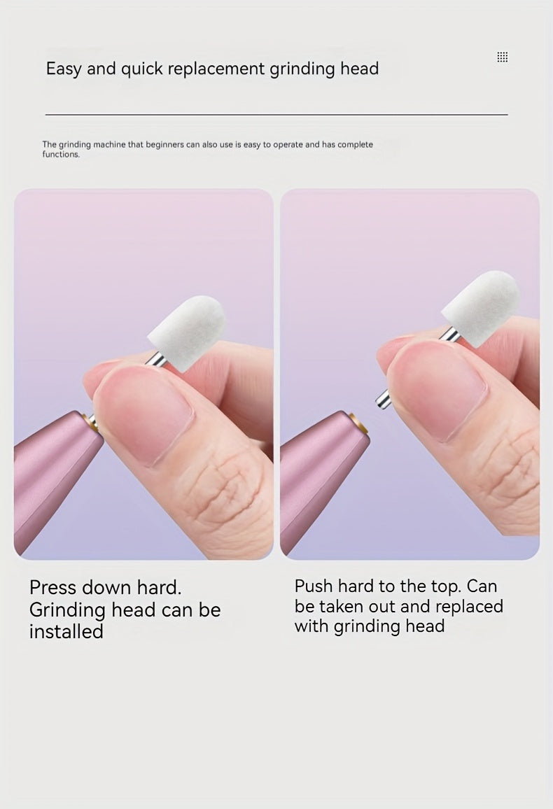 USB Rechargeable Nail Grinder – Cordless Portable Electric Manicure File for Thick Toenails, Nail Tech Tool (Light Beige)