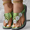 Women's Flat Slide Sandals – Floral Flip Flops, Lightweight PVC Sole, Crisscross Strappy Summer Sandals