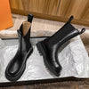 Women’s Slip-On Mid-Calf Western Boots – Slip-Resistant Rubber Sole, Cushioned Insole, Round Toe (Black)