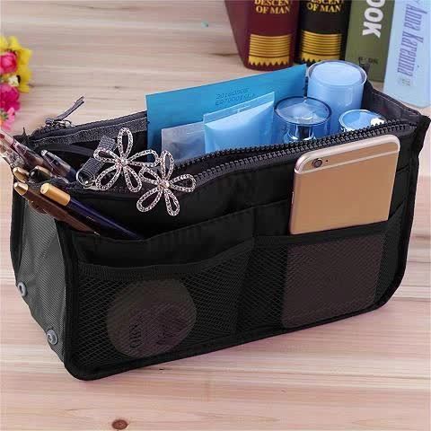 Foldable Double-Layer Makeup Bag & Travel Organizer - Large Capacity Zippered Toiletry Pouch