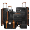 6-Piece Expandable ABS Luggage Set - 24-inch & 28-inch (61 & 71 cm) Hard Shell Suitcases with TSA Lock, 360° Spinner Wheels, Telescopic Handle + Handbag, Shoulder Bag & Toiletry Pouch - Navy Blue & Tan
