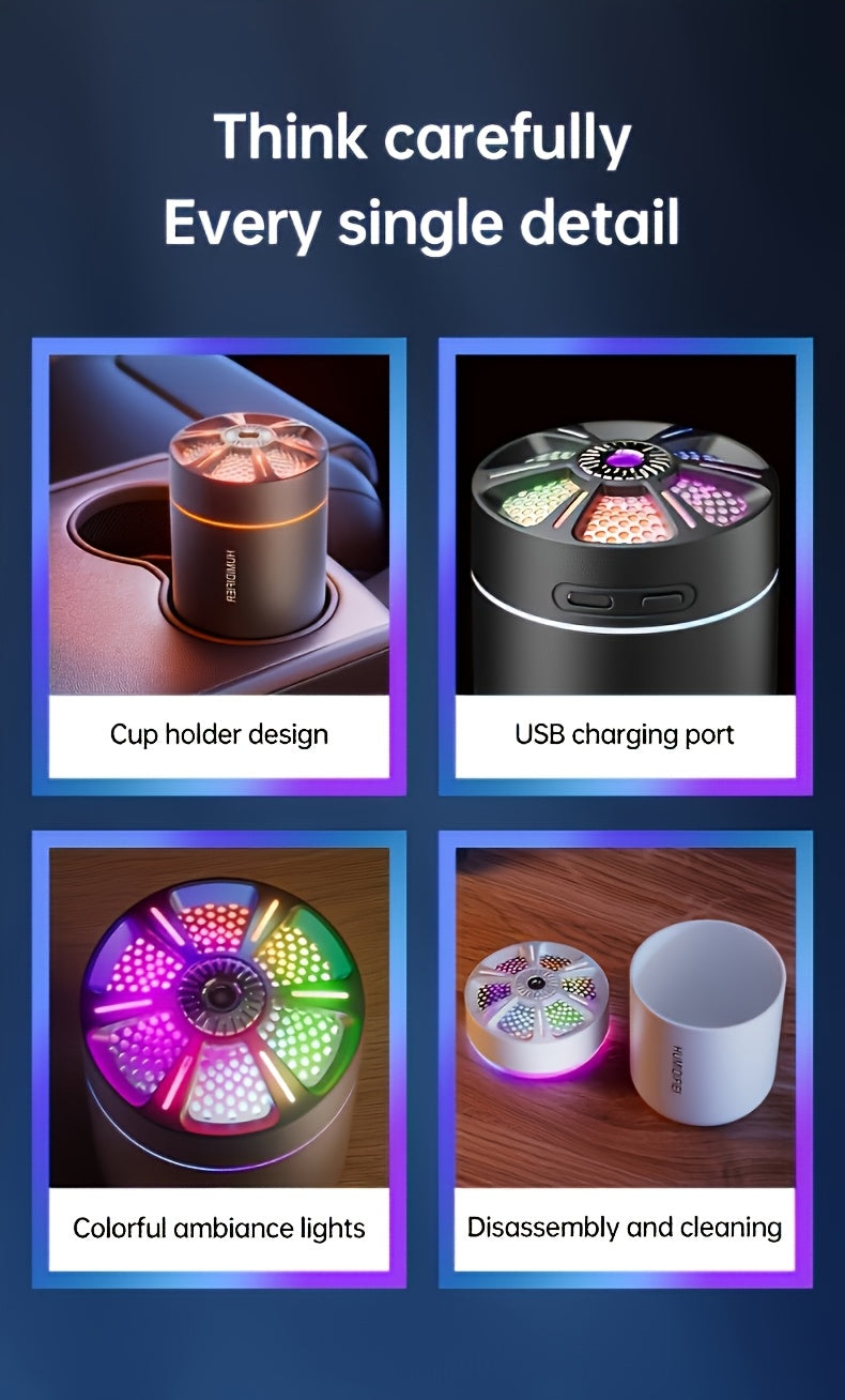 180ml (6.1 fl oz) Mini USB Humidifier & Aromatherapy Diffuser – Quiet Portable Cool Mist for Home, Bedroom & Car, Durable Plastic