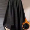Plus Size Women's Warm Winter Maxi Skirt, Thick A-Line High-Low Slant Hem, Machine Washable (Black/White/Brown)
