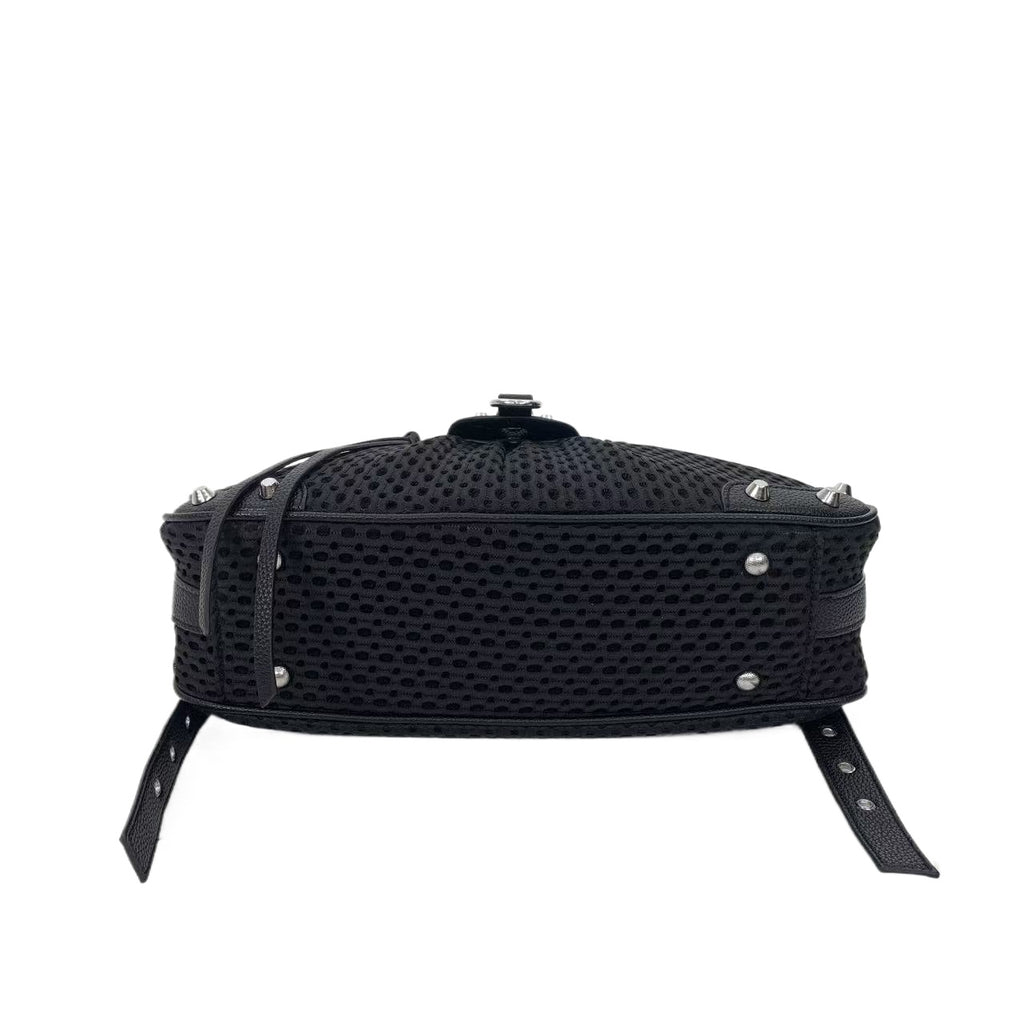 Women's Large Capacity Y2K Retro Mesh Bucket Bag - Adjustable Strap, Multi-Pocket Nylon Crossbody with Gold-Tone Hardware & Zipper Closure