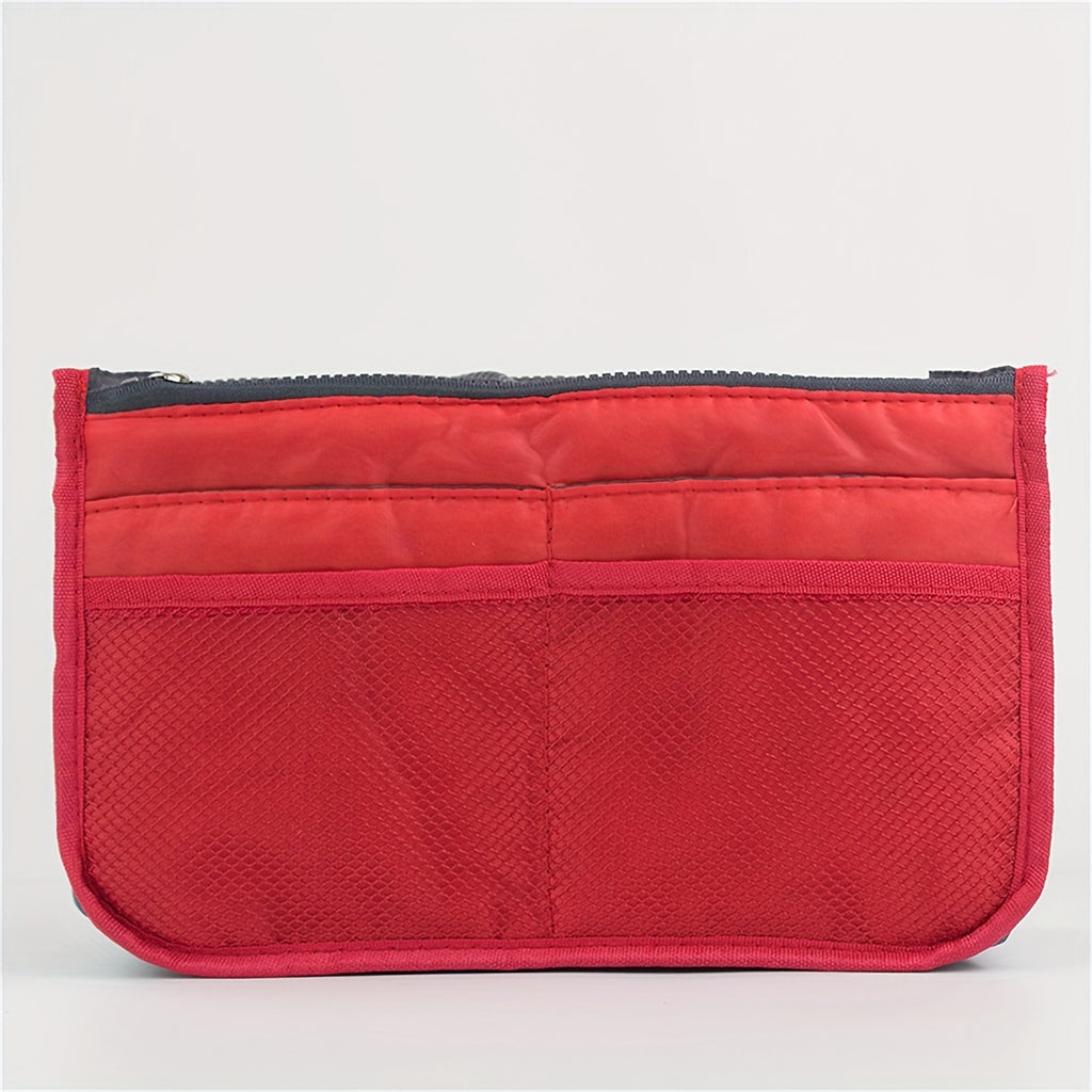 Foldable Double-Layer Makeup Bag & Travel Organizer - Large Capacity Zippered Toiletry Pouch
