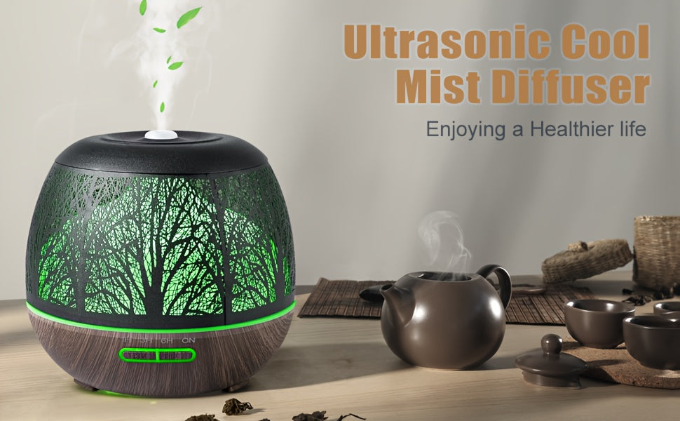 400ml Ultrasonic Essential Oil Diffuser with Remote — 7-Color LED Cold Mist Humidifier, USB-Powered Aromatherapy for Bedroom & Holiday Gifts
