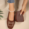 Women's Square Toe Knit Ballet Flats, Breathable Slip-On Soft Sole Casual Shoes