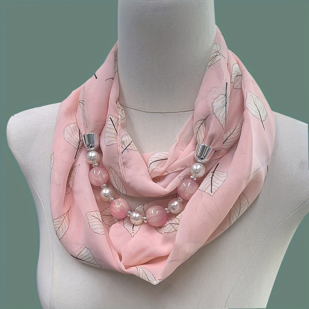 Beaded Chiffon Shawl Neck Warmer - Elegant Decorative Scarf for Evening & Going Out