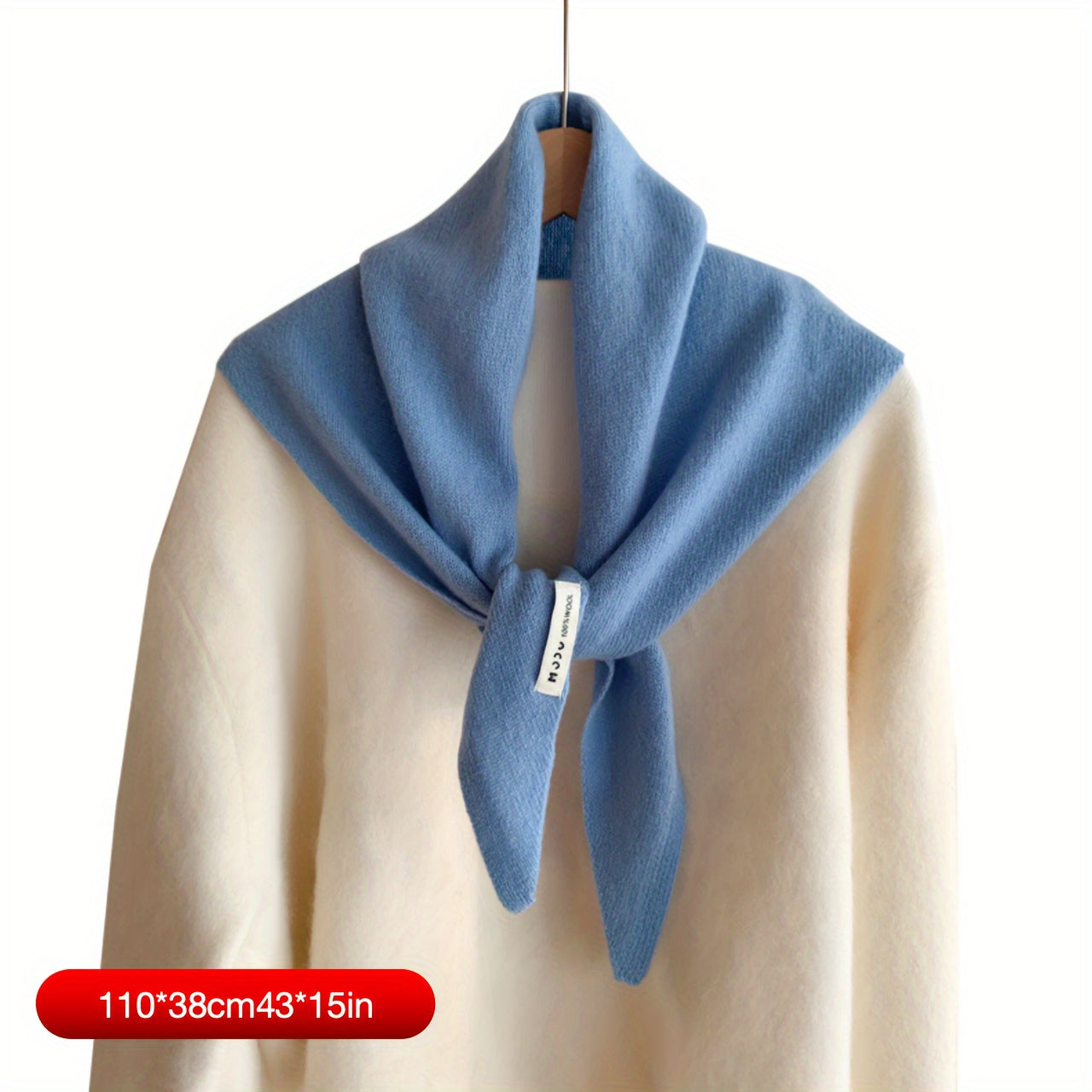 Women's Luxury 100% Wool Triangle Shawl Scarf - Brown Elegant Knit Neck Wrap, Headband & Face Cover for Winter, Office & Party