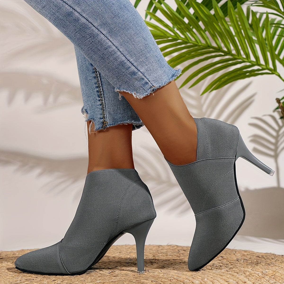 Women's Slip-On Pointed Toe Stretch High Heel Pumps — Slim Stiletto Casual Walking Shoes