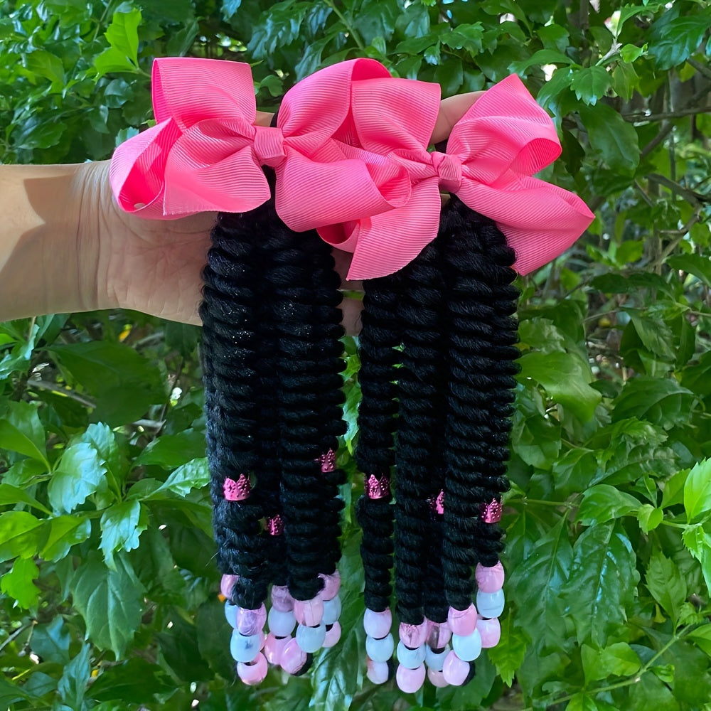 2-Pack Braided Ponytail Hair Extensions with Beads – Afro Twist Dreadlocks for Girls, Cosplay & Party Accessories