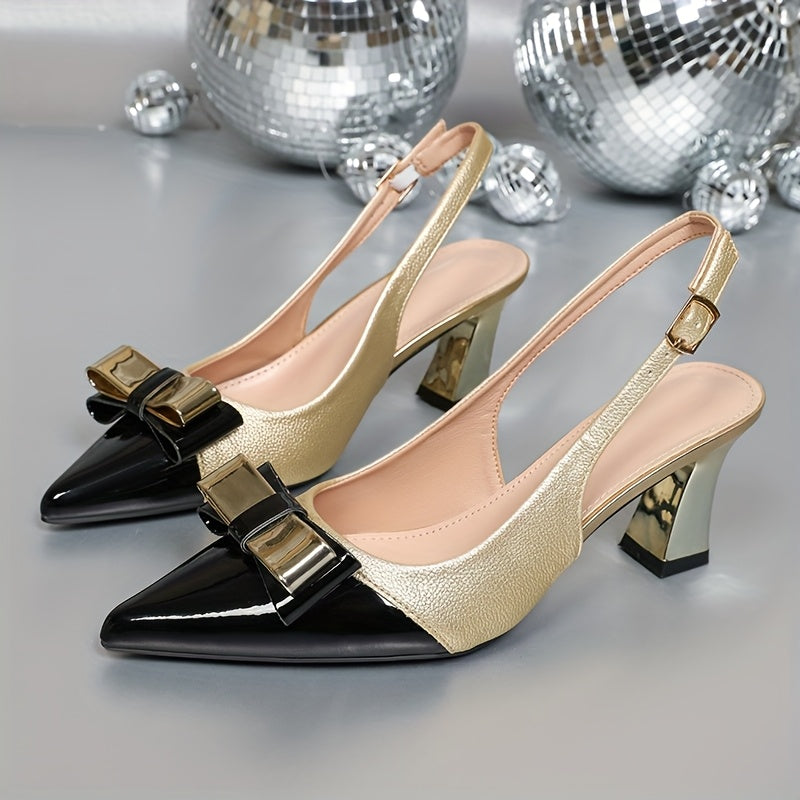 Elegant Summer Pointed-Toe Ankle-Strap Pumps — Block High Heels with Buckle and Rubber Sole for Office & Parties
