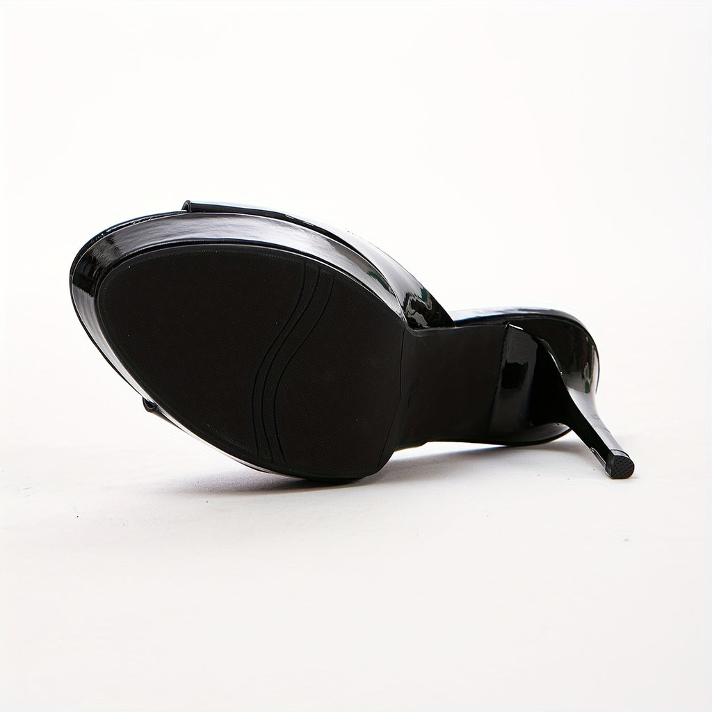 Chic Summer Women's Stiletto Sandals - Peep Toe High Heel Platform with Faux Upper & Rubber Sole