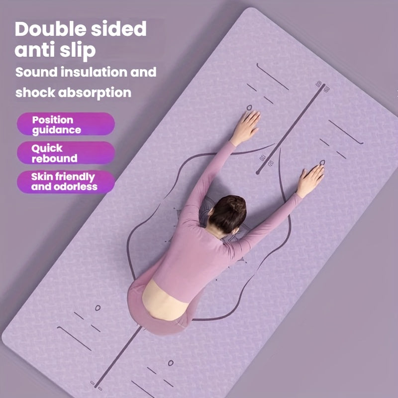 TPE Non-Slip Thick Yoga Mat with Carry Bag & Straps - Cushioned Exercise Mat for Home, Gym & Outdoor (Grey, Purple, Transparent Pink)