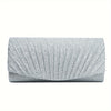 Mini Glitter Pleated Square Clutch with Chain – Evening Bag for Prom, Wedding & Holiday Parties