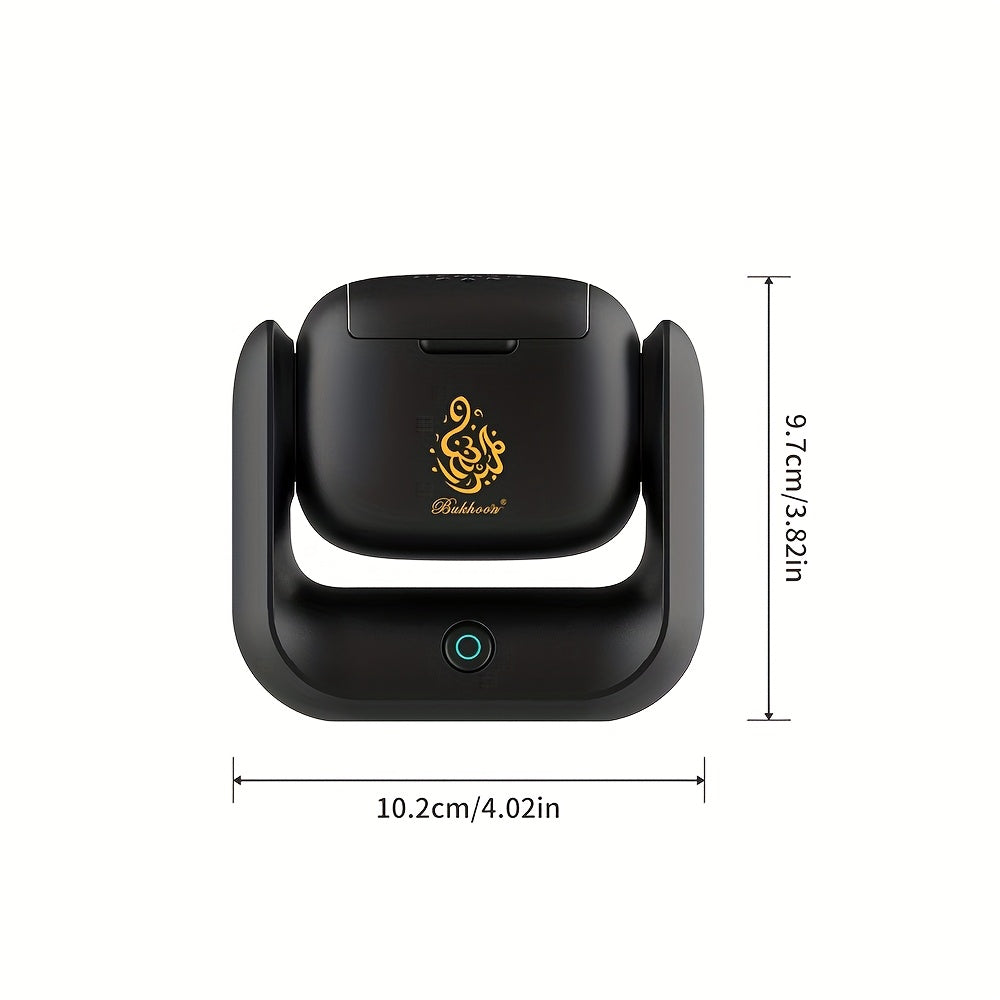 Rechargeable Portable Arabic Incense Holder & Aroma Diffuser — Rotatable ABS Calligraphy Logo, USB 1500mAh for Home, Office & Car