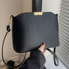 Minimalist PU Crossbody Bucket Bag for Women, Metal Accent Shoulder Messenger Bag