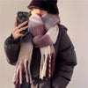 Women's Bohemian Plaid Tassel Scarf — Thick Faux Mohair Rainbow Shawl 240 cm (94.5 in)