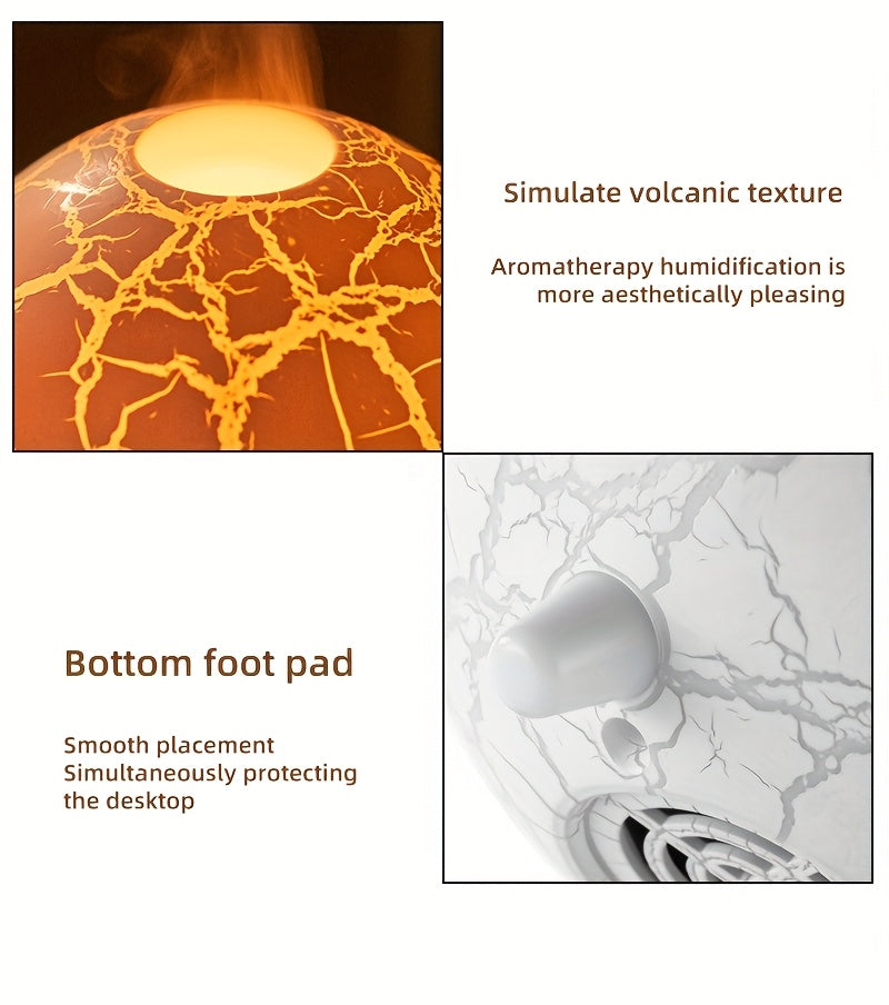 Crackled-Globe Ultrasonic Humidifier & Essential Oil Diffuser – Compact Desktop Mist Maker for Office & Bedroom