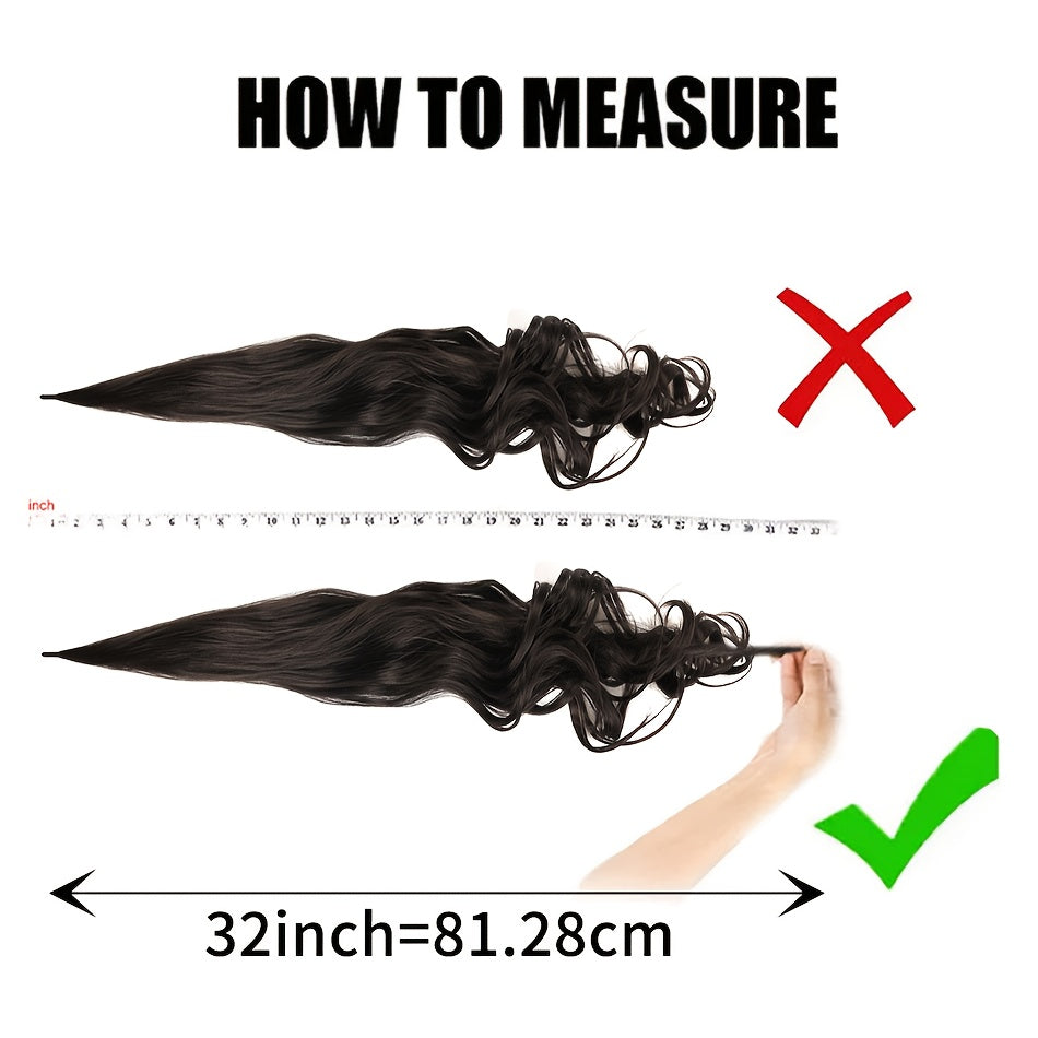 32-Inch (81 cm) Wrap-Around Curly Wavy Ponytail Extension Long Flexible Hairpiece for Women