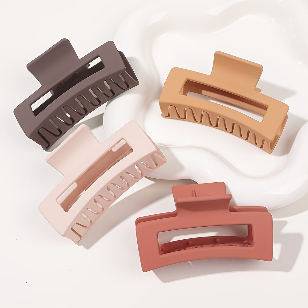 4-Pack Medium Matte Hair Claw Clips for Women - Strong Hold Non-Slip Rectangle Jaw Clips for Thick and Thin Hair