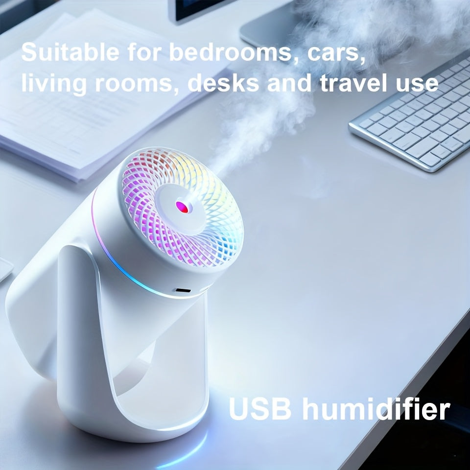 High-Capacity USB Mist Humidifier with LED Color Breathing Light & Essential Oil Diffuser — Desktop Aromatherapy for Office, Bedroom & Living Room