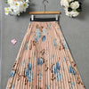 Pleated A-Line Floral Skirt with Black Hem - Short to Midi, Structured No-Stretch, Wrinkle-Resistant, Machine Washable
