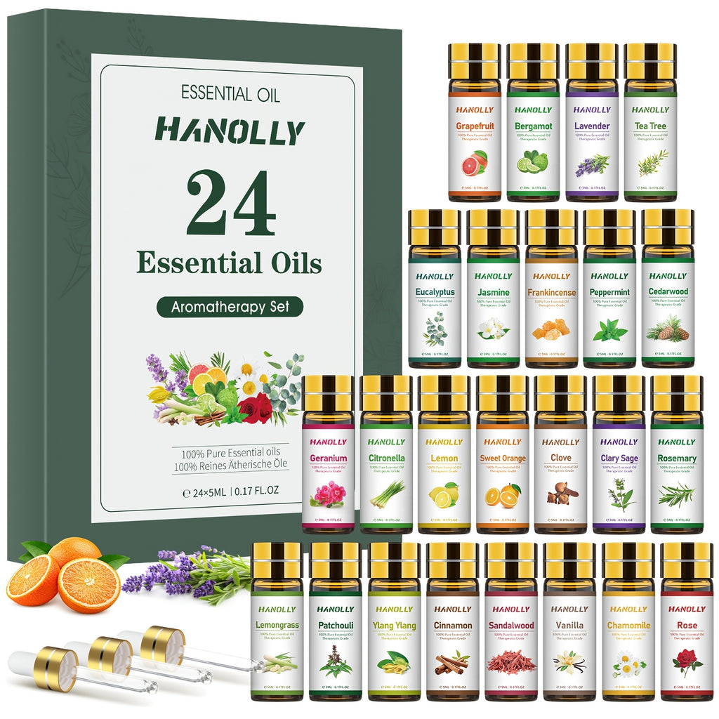 24-Piece Essential Oils Set for Diffuser & Aromatherapy – Premium Oils for Candle Making, Massage and Home Fragrance