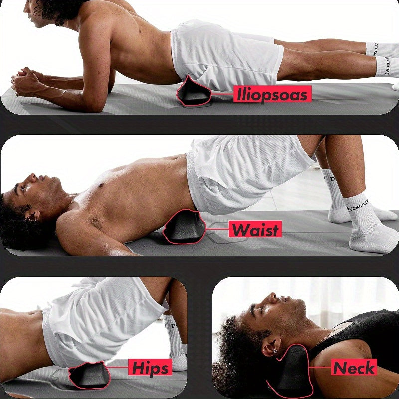 Deep Tissue Psoas Muscle Massager - Ergonomic Black PU Foam Roller with Handle for Hip Back & Thigh | Portable Non-Electric Massage Tool