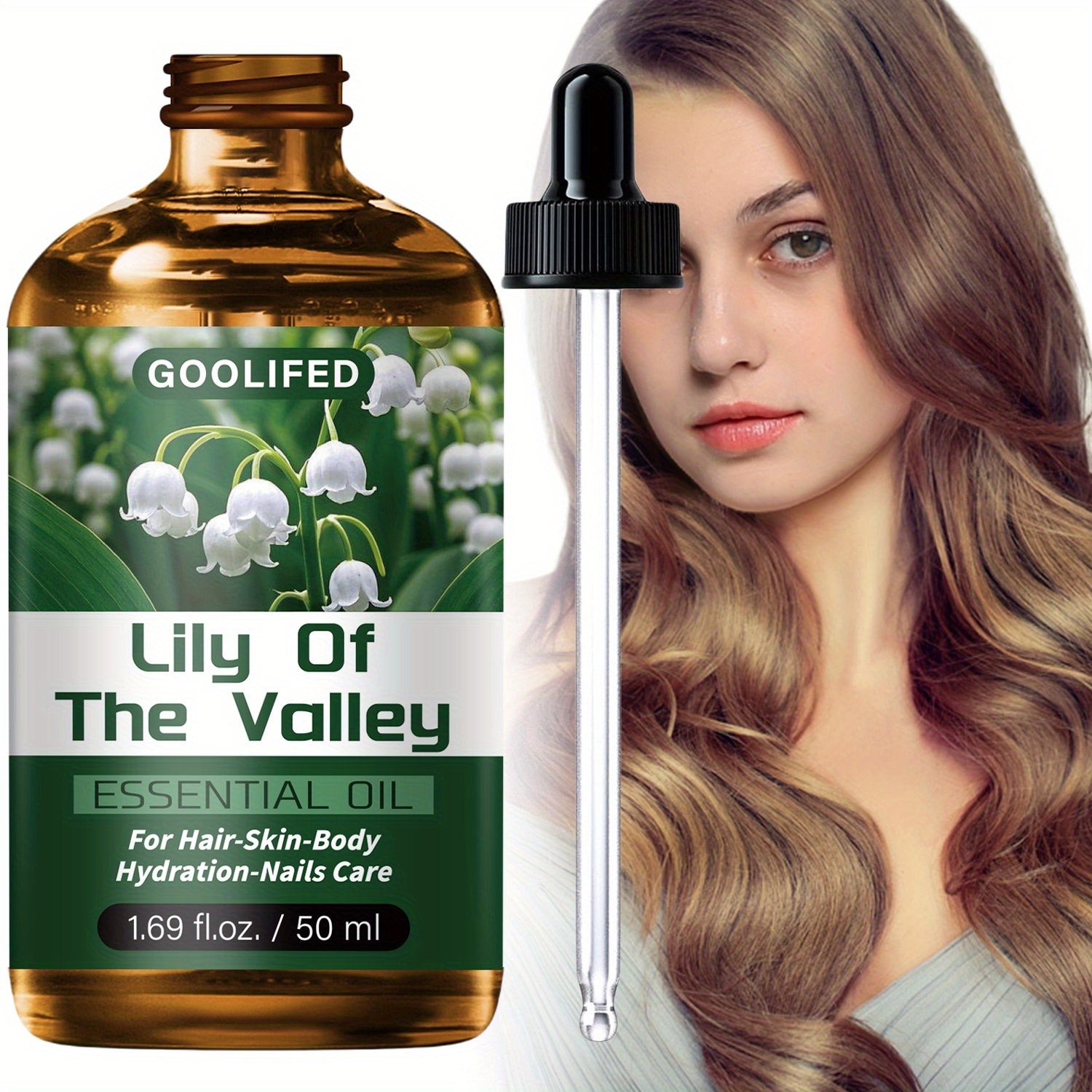 Light Beige Lily of the Valley Essential Oil 1.69 fl oz (50 ml) - No-Methanol Moisturizing & Deep-Conditioning Oil for Hair, Nails & Body, Unisex, Fresh Scent