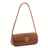 Women's French Baguette Shoulder Bag – PU Leather Baguette Purse with Gold Hardware, Compact Underarm Handbag (Burgundy / Dark Brown)