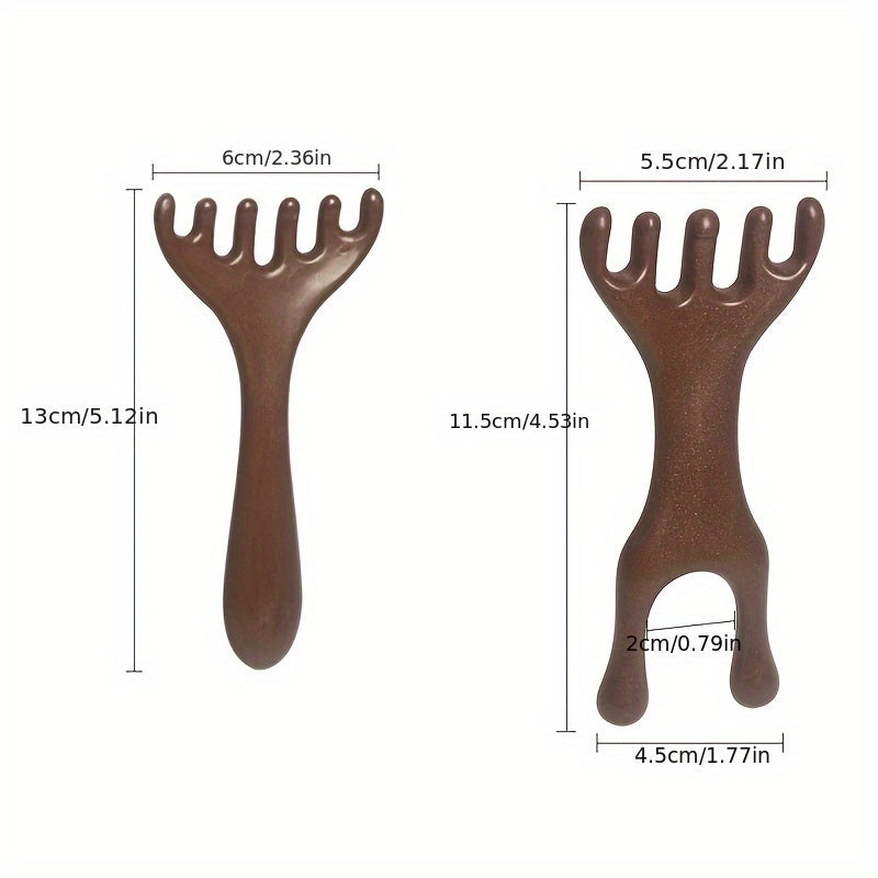 2-Pack Deer Antler 6-Claw Massage Comb – Dual-Purpose Scalp, Head & Facial Meridian Massager for Hair Detangling & Shaving Prep