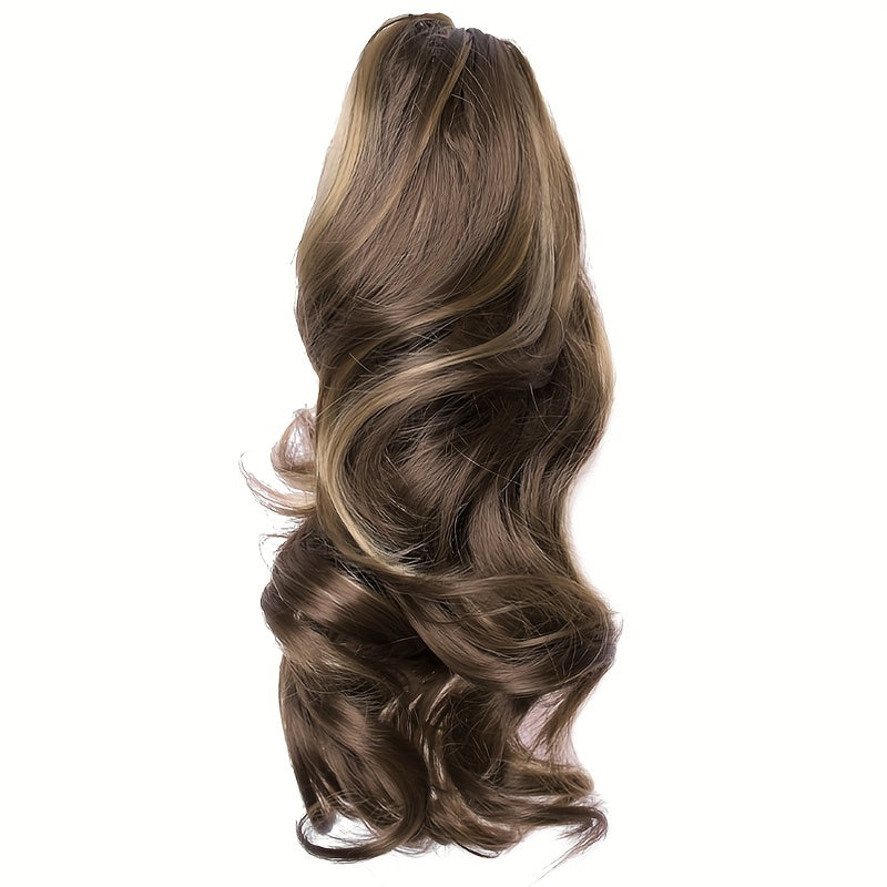 Clip-In Curly Ponytail Hair Extension – 11.8 in (30 cm) Loose Wave Claw Clip, Synthetic High-Temp Fiber for Women