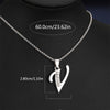 Silvery Alphabet Pendant Necklace (A-D) with Sparkling Stones - Stainless Steel Initial Necklace, Personalized Gift