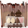 20/34-Piece Makeup Brush Set + 8 Mini Brushes – Professional Soft Synthetic Face & Eye Brushes for Beginners