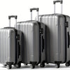 3-Piece ABS Hard Shell Luggage Set – 20/24/28 Inch (22/26/28 x 35/40/48 x 55/65/75 cm) with Telescoping Handle, Combination Lock & In-line Skate Wheels
